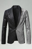 Sparkly Black Golden Shawl Lapel Single Buckle Men's Prom Blazer