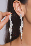 Sparkly Silver Fringed Long Prom Drop Earrings