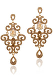 Sparkly Golden Teardrop Prom Drop Earrings with Rhinestones