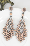 Sparkly Champagne Teardrop Party Drop Earrings with Rhinestones