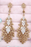 Sparkly Champagne Teardrop Party Drop Earrings with Rhinestones