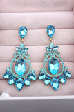 Sparkly Blue Vintage Party Drop Earrings with Rhinestones