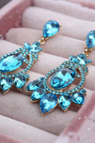 Sparkly Blue Vintage Party Drop Earrings with Rhinestones