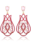 Sparkly Fuchsia Rhinestones Prom Drop Earrings