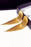 Sparkly Golden Prom Drop Earrings with Fringes