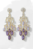 Sparkly Purple Rhinestones Leaf Shaped Prom Drop Earrings