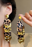Golden Brown Leopard Prom Drop Earrings