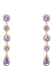 Sparkly Purple Rhinestones Long Prom Drop Earrings