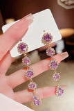 Sparkly Purple Rhinestones Long Prom Drop Earrings