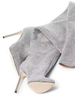 Sparkly Silver Rhinestones Stilettos Over The Knee Prom Boots