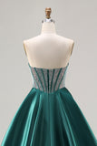Dark Green Princess Sweetheart Beaded Corset Long Prom Dress