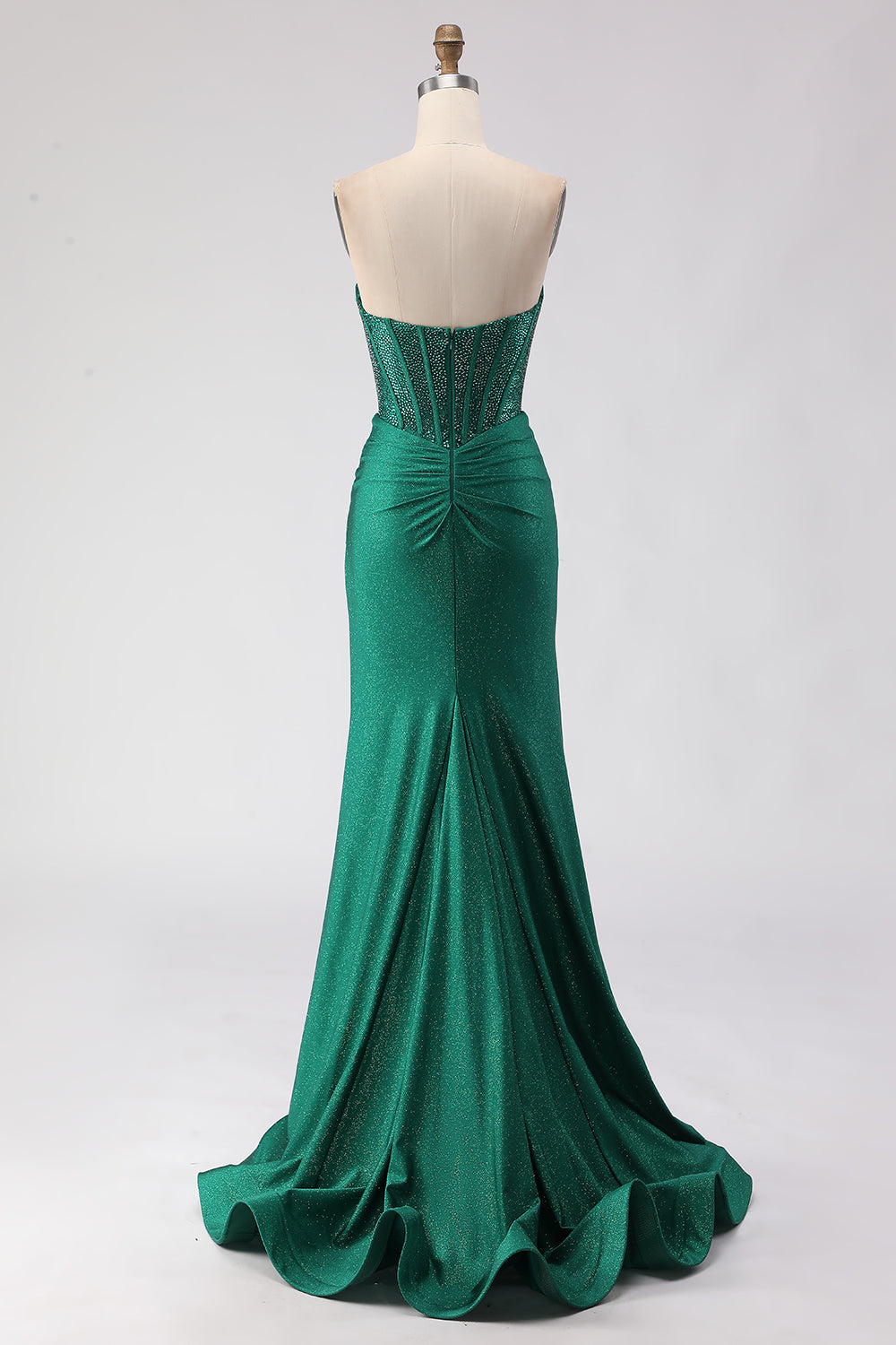 Glitter Dark Green Sweetheart Mermaid Beaded Corset Long Prom Dress with Slit Glitter Dark Green Sweetheart Mermaid Beaded Corset Long Prom Dress with Slit