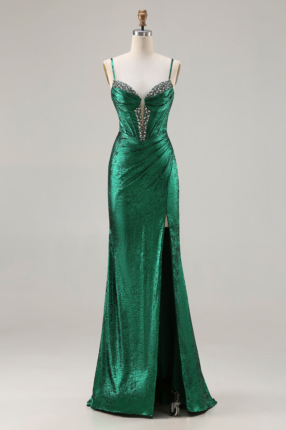 dark green metallic dress Green Metallic Maxi Dress - Shiny Dress - Surplice Maxi Dress