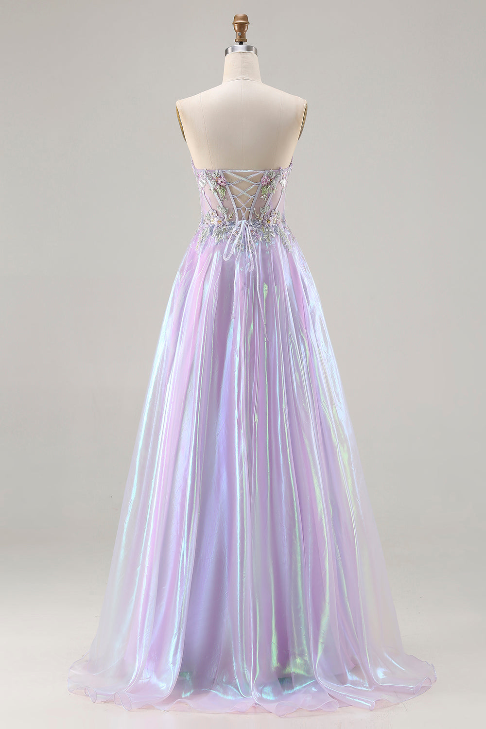 purple lace up dress Sexy Long Corset Prom Dress with Lace-Up Open Back Eggplant / 2XLarge