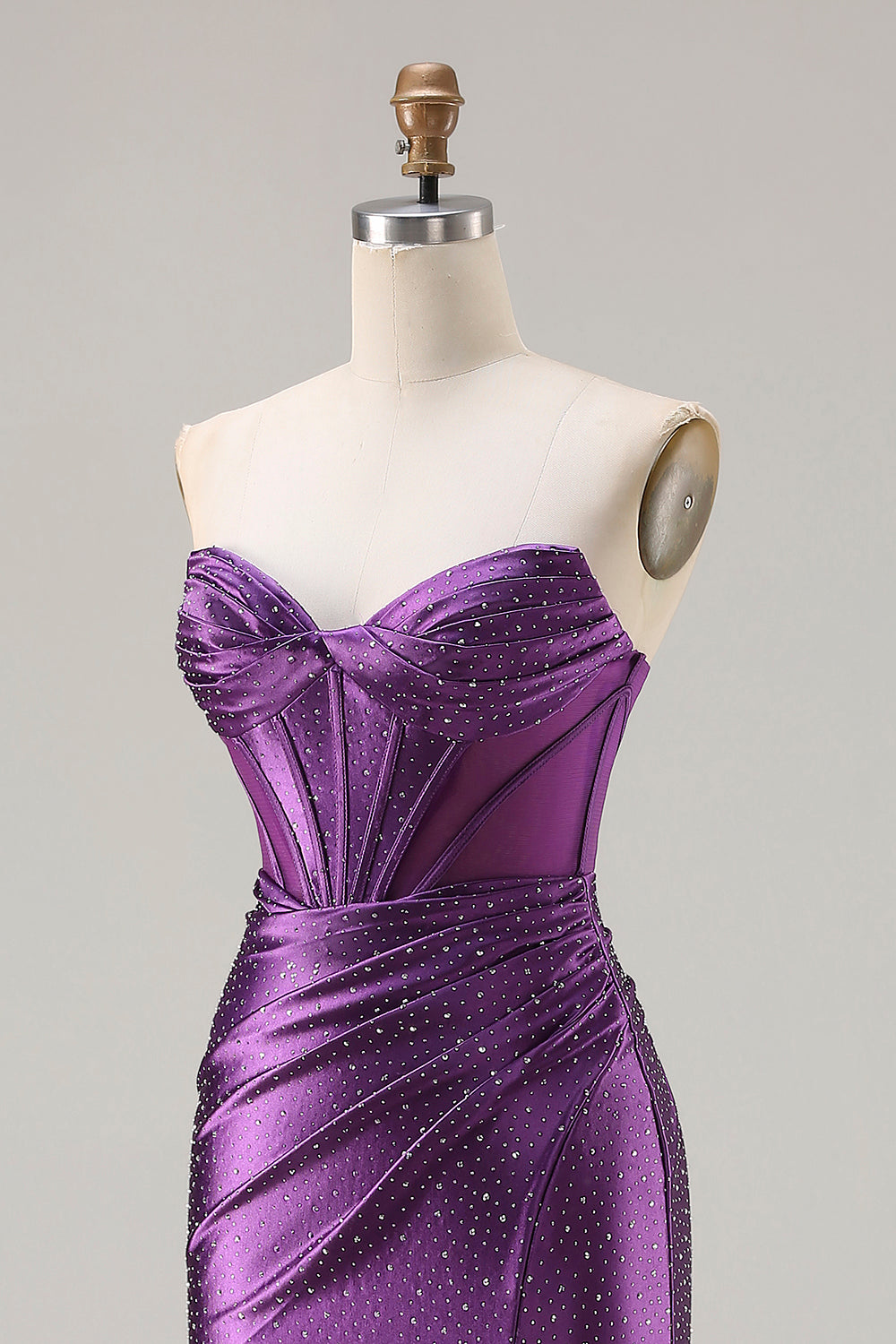 Zapaka Women Dark Purple Long Prom Dress with Slit Mermaid Strapless