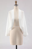 White Open Front Short Chiffon Shawl Wraps