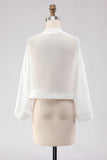 White Open Front Short Chiffon Shawl Wraps