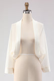 White Open Front Short Chiffon Shawl Wraps
