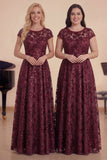 Sparkly Burgundy Appliqued A-Line Choir Dress