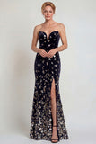Sparkly Black Silver Strapless Mermaid Mother of the Bride Dress with Sequins