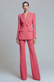 Coral Peak Lapel 2 Piece Slim Fit Double Breasted Prom Suits