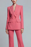 Coral Peak Lapel 2 Piece Slim Fit Double Breasted Prom Suits