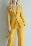 Peak Lapel 2 Piece Yellow Slim Fit One Button Prom Suits