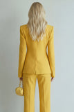Peak Lapel 2 Piece Yellow Slim Fit One Button Prom Suits