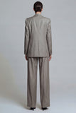 Grey Peak Lapel 2 Piece Double Breasted Work Suits