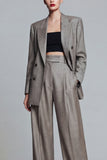 Grey Peak Lapel 2 Piece Double Breasted Work Suits