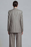 Grey Peak Lapel 2 Piece Double Breasted Work Suits