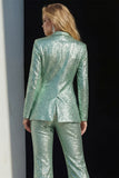Sparkly Green Peak Lapel 2 Piece Sequin Women's Prom Suits