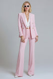 2 Piece Pink Peak Lapel Double Breasted Slim Fit Prom Suits