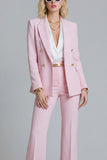 2 Piece Pink Peak Lapel Double Breasted Slim Fit Prom Suits
