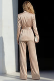 Champagne 2 Piece Peak Lapel One Button Work Suits with Belt