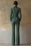 Dark Green Slim Fit 2 Piece Peak Lapel Single Breasted Prom Suits