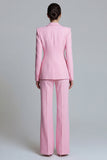 Blue Peak Lapel 2-piece One Button Women's Work Suits