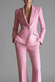 Blue Peak Lapel 2-piece One Button Women's Work Suits