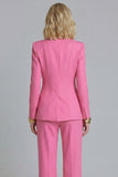 Fuchsia Peak Lapel 2-piece One Button Women's Work Suits