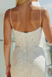 Spaghetti Straps Lace White Sheath Wedding Dress