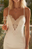Ivory Spaghetti Straps Lace Bodycon Wedding Dress