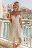 Ivory Lace Off the Shoulder A Line Wedding Dress