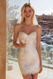 Lace Ivory Spaghetti Straps Bodycon Wedding Dress