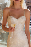 Lace Ivory Spaghetti Straps Bodycon Wedding Dress
