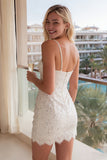 Sparkly Ivory Spaghetti Straps Sequins Bodycon Wedding Dress