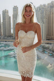 Sparkly Ivory Spaghetti Straps Appliqued Bodycon Wedding Dress