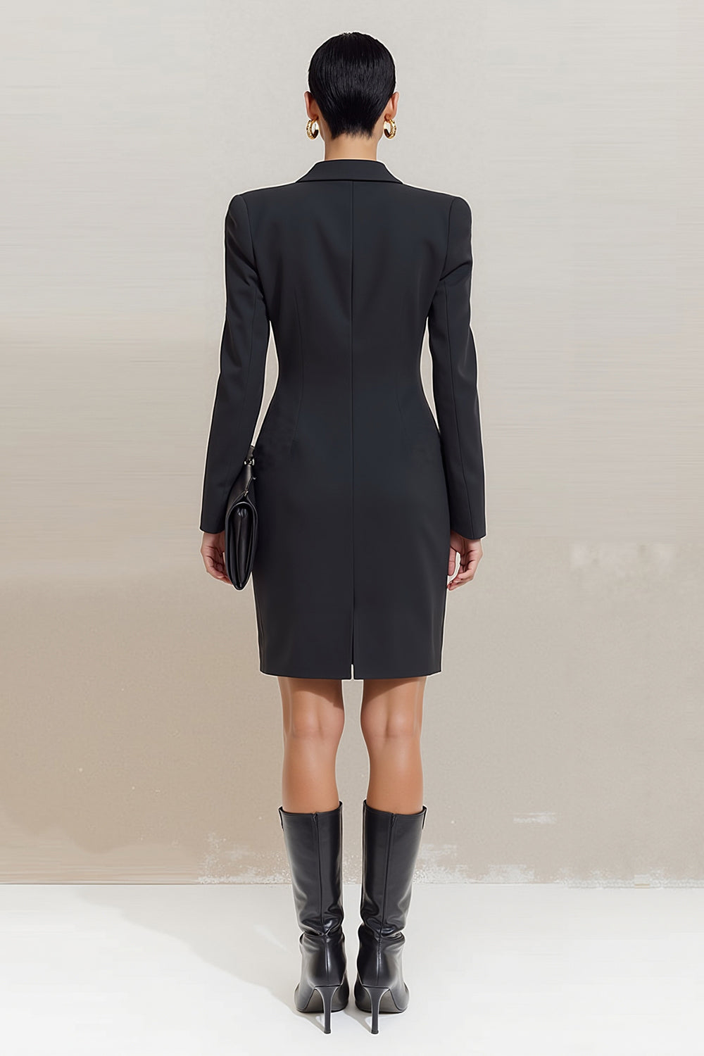 ZAPAKA Women Black Bodycon Mini Work Dress Peak Lapel Double Breasted Business Dress, Black / US26W ZAPAKA Women Black Bodycon Mini Work Dress Peak Lapel Double Breasted Business Dress, Black / US26W
