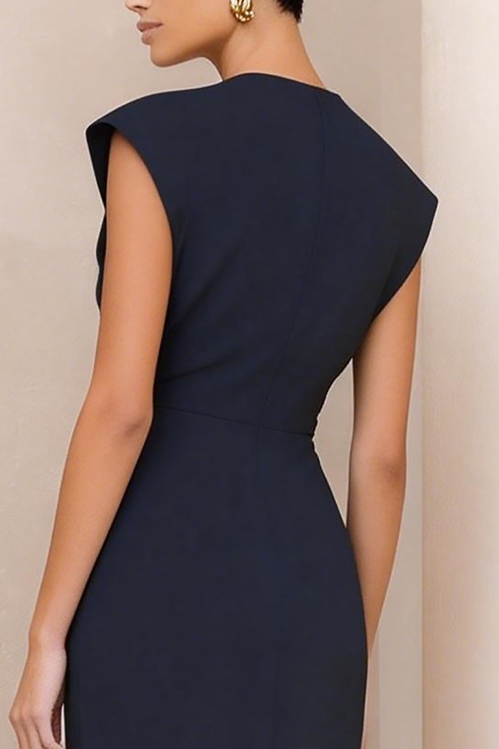 ZAPAKA Women Navy Work Dress with Slit Bodycon Satin Round Neck Midi Business Dress, Navy / US16W ZAPAKA Women Navy Work Dress with Slit Bodycon Satin Round Neck Midi Business Dress, Navy / US16W