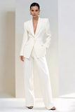 Ivory 2 Piece Peaked Lapel Women's Work Suits