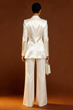 Ivory Shawl Lapel 2 Piece Single Breasted Women's Work Suits